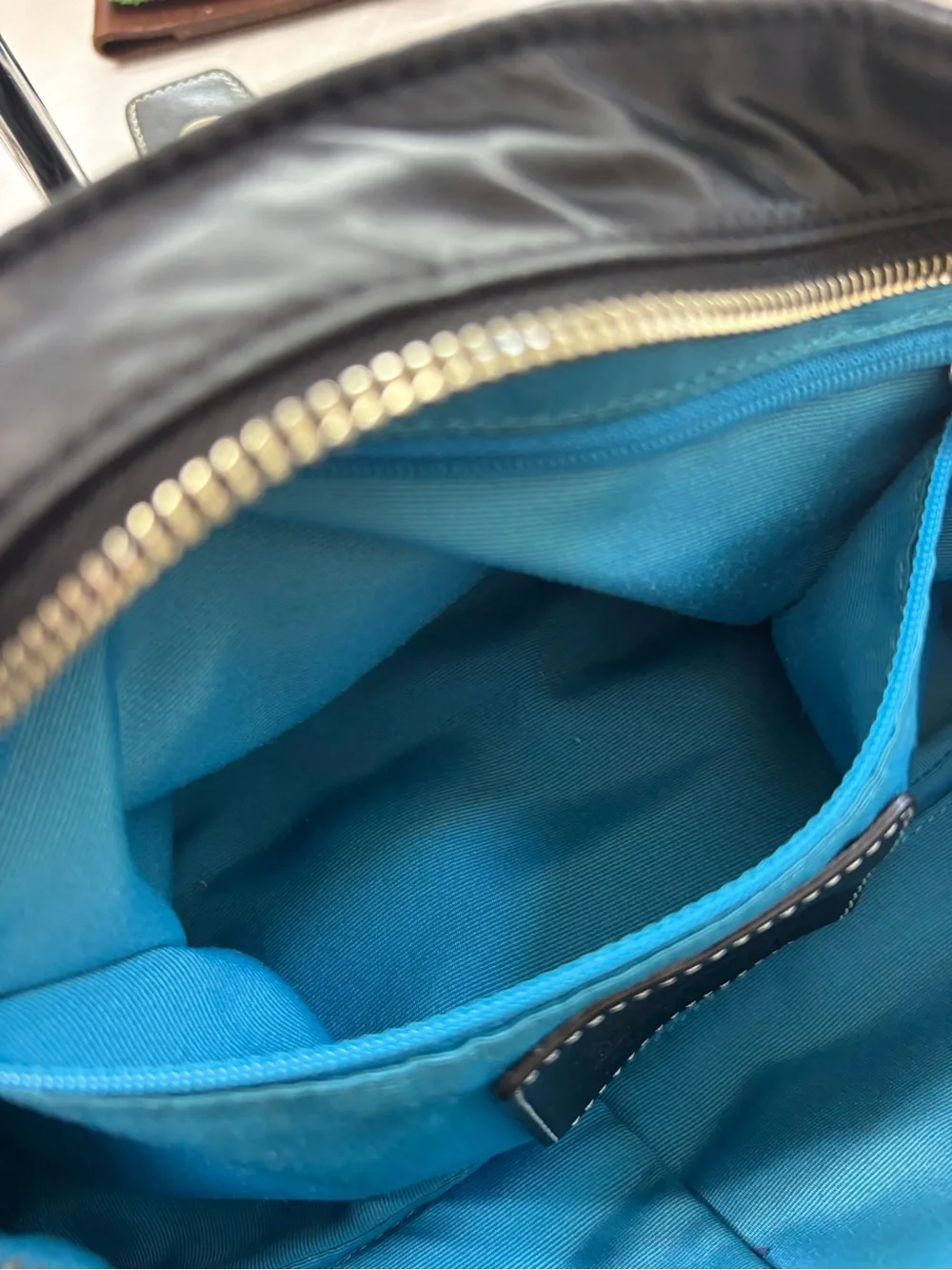 Vintage Coach Black Goth Punk Aesthetic Crossbody with Bright Blue Interior - Picture 11 of 15